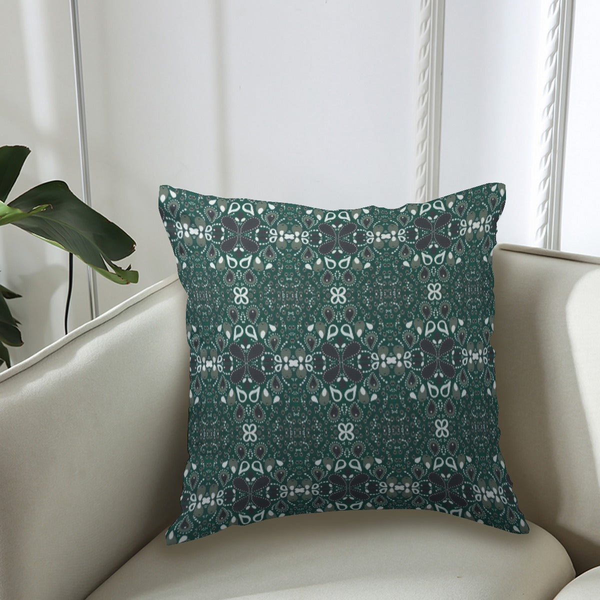Couch Pillowcase - Forest Green and Blue Paisley